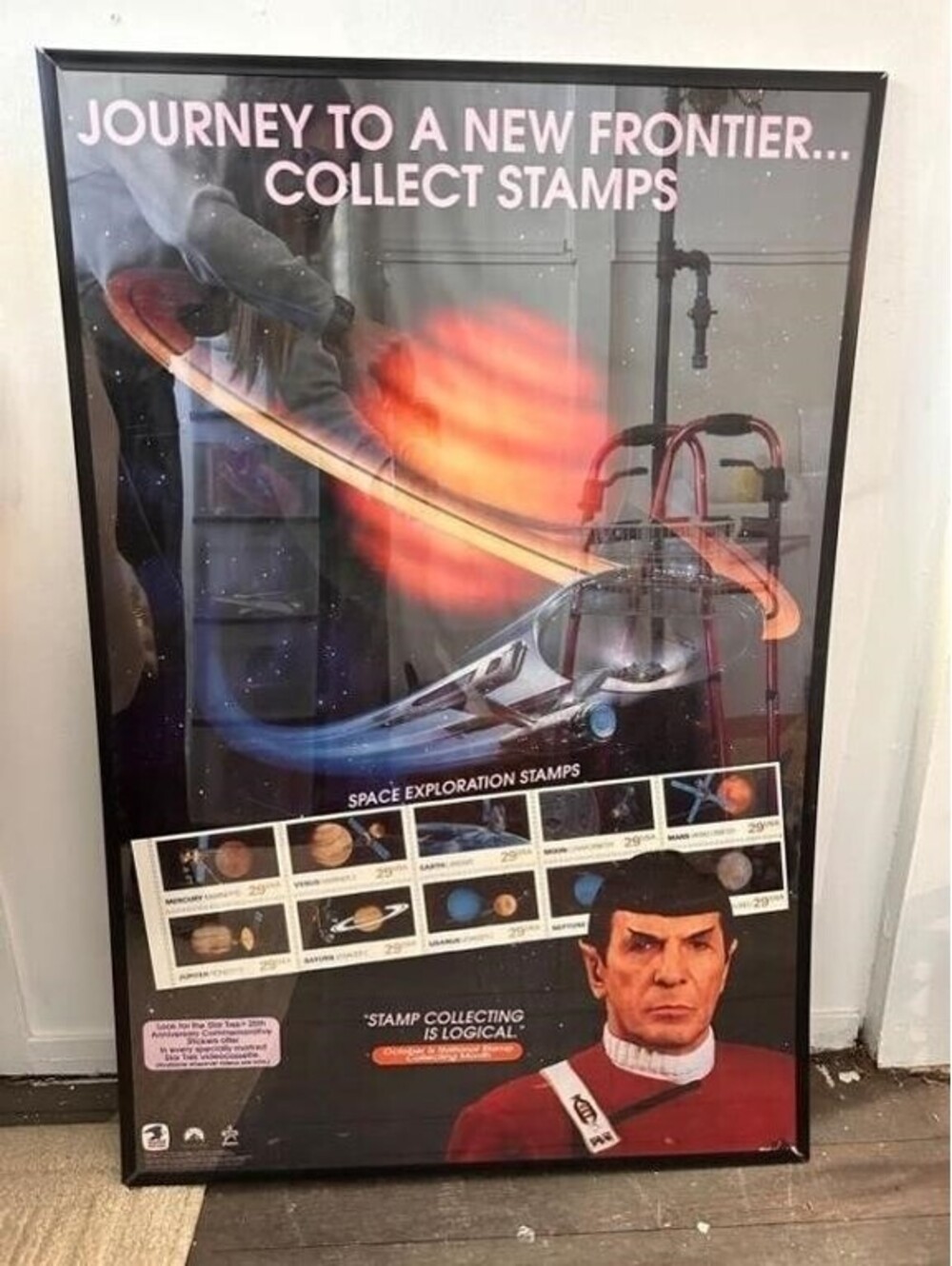 VINTAGE 1991 STAR TREK Mr SPOCK USPS Stamp Collecting Promo Poster RARE